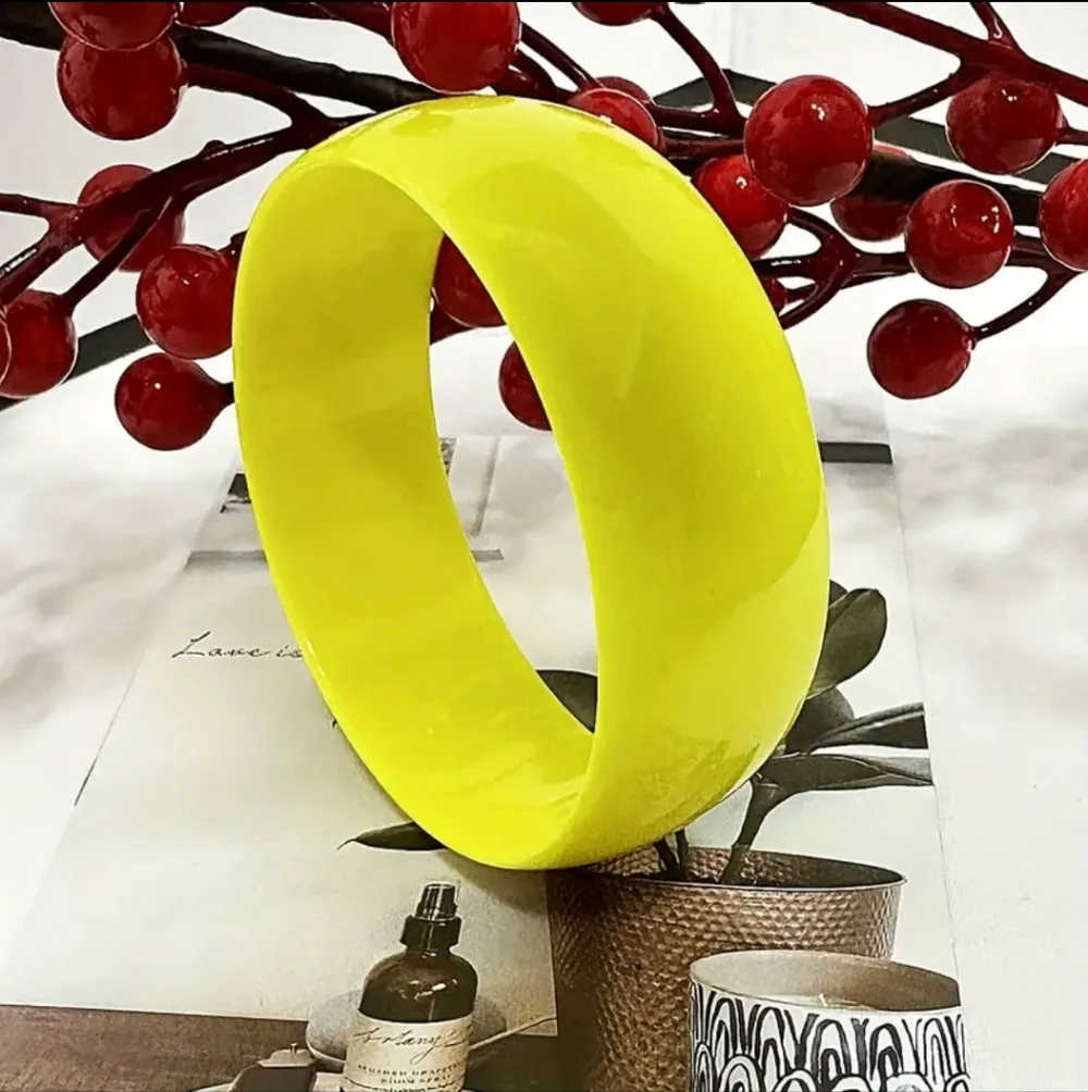 Vibrant Yellow Resin Bangle Bracelet